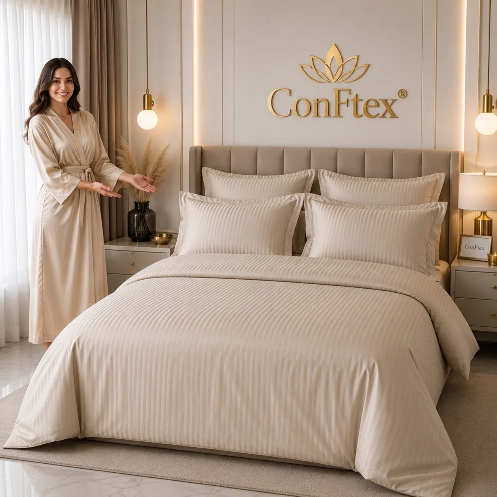 Lenjerie de Pat Damasc Hotelier 100% Bumbac pentru O Persoană - Image 2