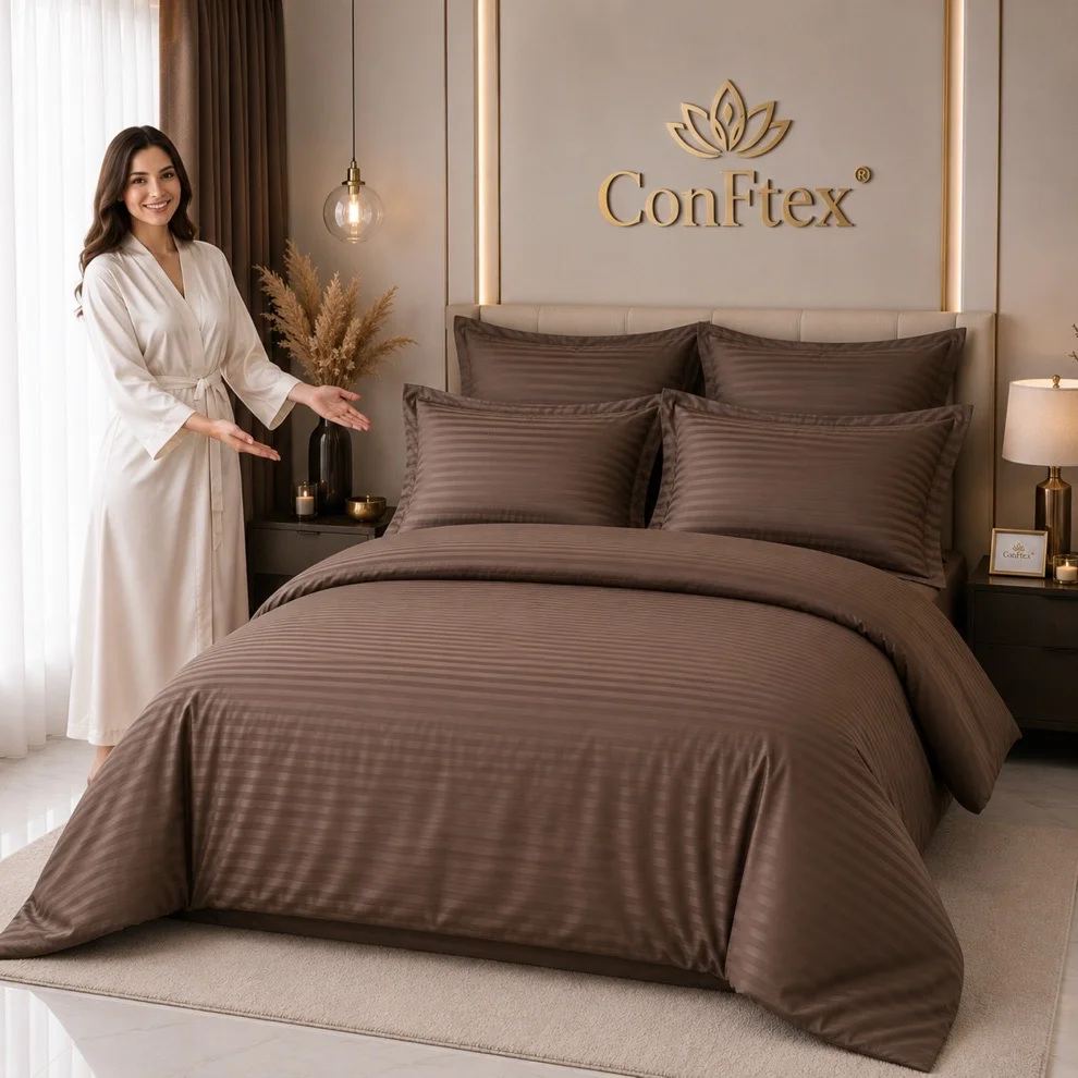 Lenjerie de Pat Damasc Hotelier 100% Bumbac pentru O Persoană - Image 5