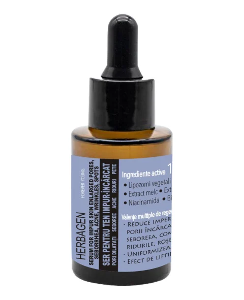 Serum for impure skin, dilated pores, acne, seborrhea, wrinkles, spots