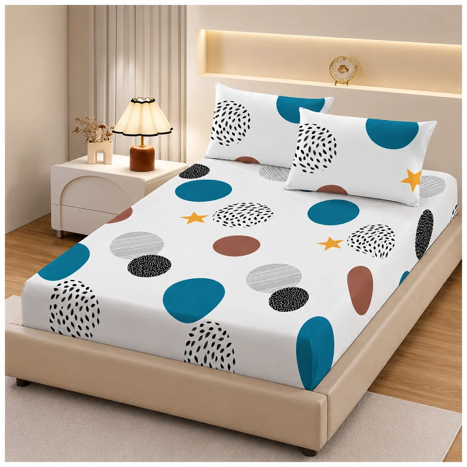 Flannel Fitted Sheet Set with 2 Pillowcases