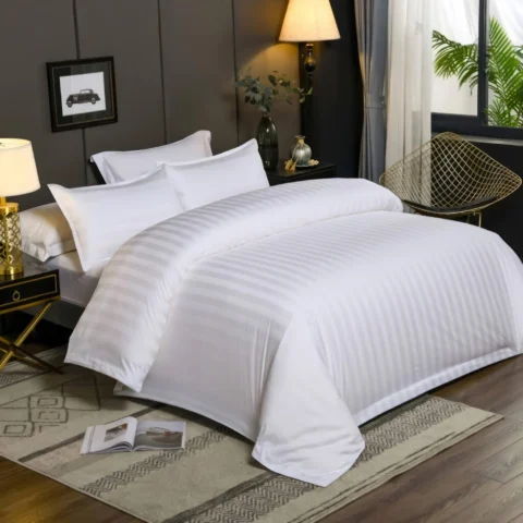 Hotel Line Damask Bedding Set, 80% Cotton