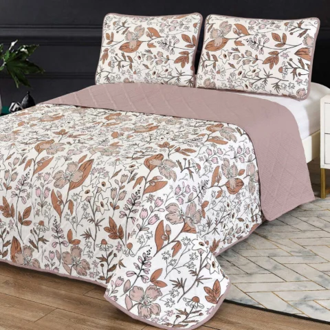 Printed Bedspread Set with 2 Pillowcases