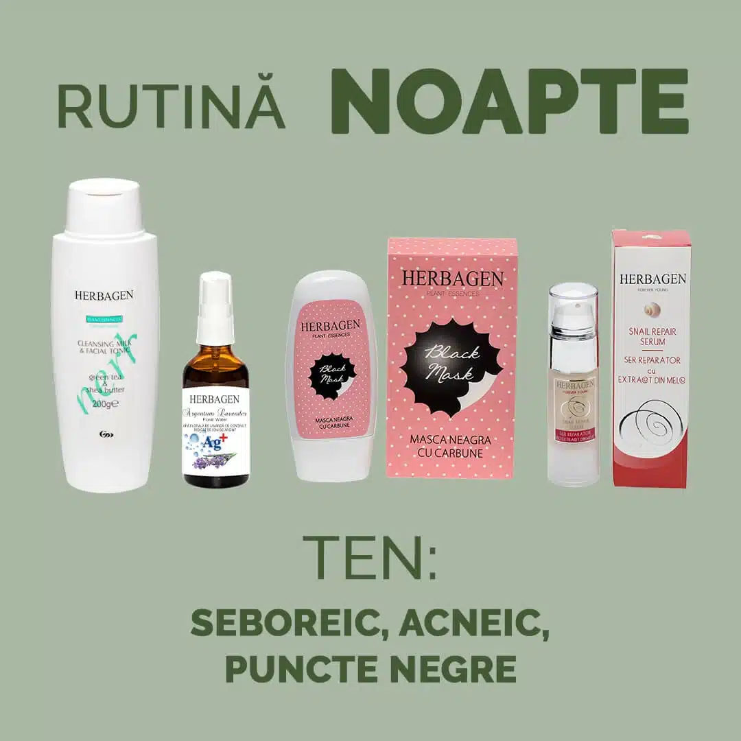 Rutină NOAPTE pentru ten seboreic, acneic, puncte negre