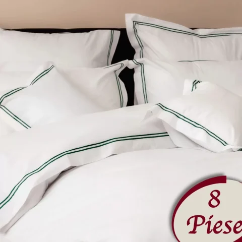 Solid Cotton Bedding Set, 8 Pieces