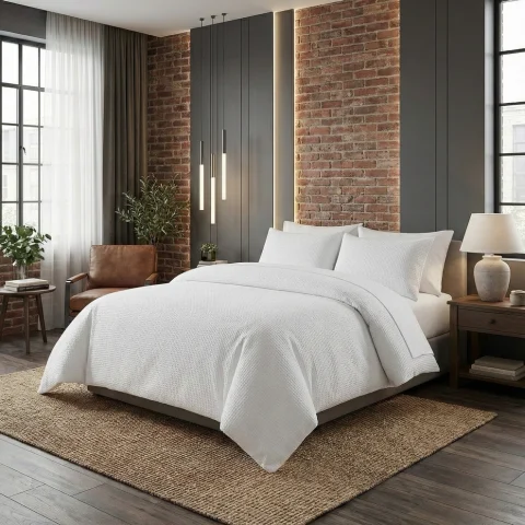 Wrinkle-Free Waffle Bedding Set