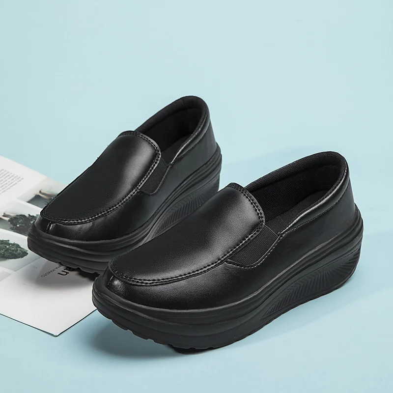 Women's Platform Loafers Chunky Heel Flat Shoes Walking Sneakers - imagine 3