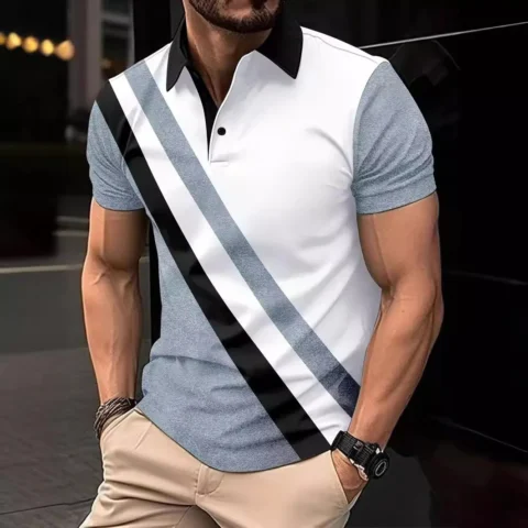 Men's Breathable Printed Polo Shirt