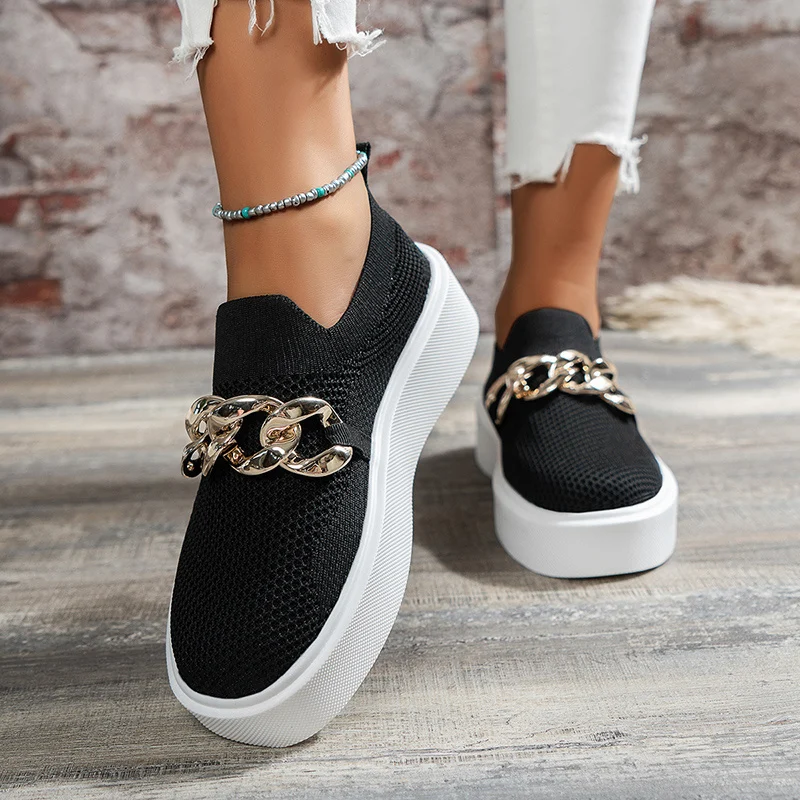 Women's Chain Flats Shoes Breathable Mesh Shoes - Image 8