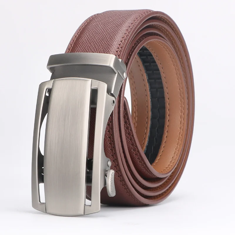 Men's Automatic Leather Belts, Stylish Ratchet Belts For Casual Wear, Suitable For Pants Waistbands