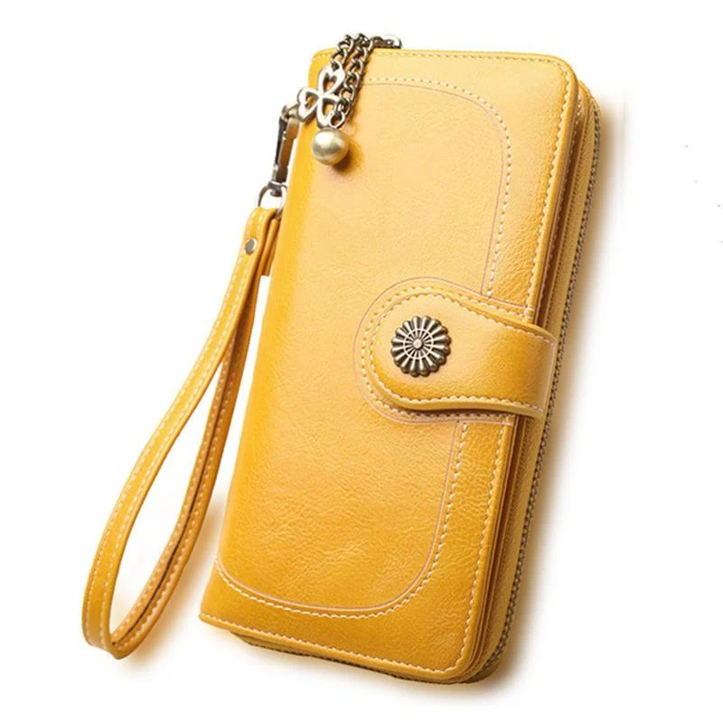 Women's Split Leather Long Wallet | Elegant Multi-Card Clutch Purse - Image 3