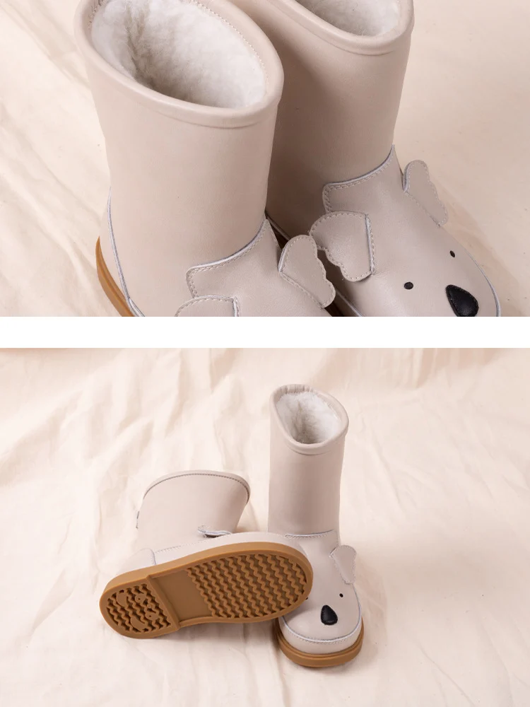 Unisex Genuine Leather Children Snow Boots - Cute Cartoon Rabbit Winter Boots - Image 2