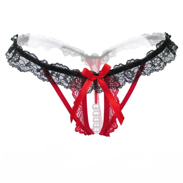 Women's Pearl panties thong seamless beaded ladies lace - imagine 2