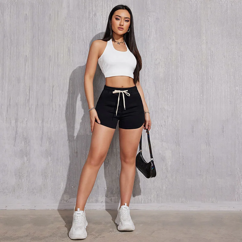 Women's Plus Size A- Line Drawstring Denim Shorts - Image 2