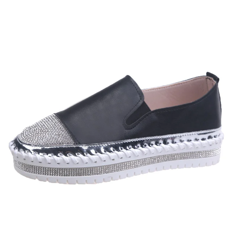Women's Platform flat bottom rhinestone loafers - Image 5