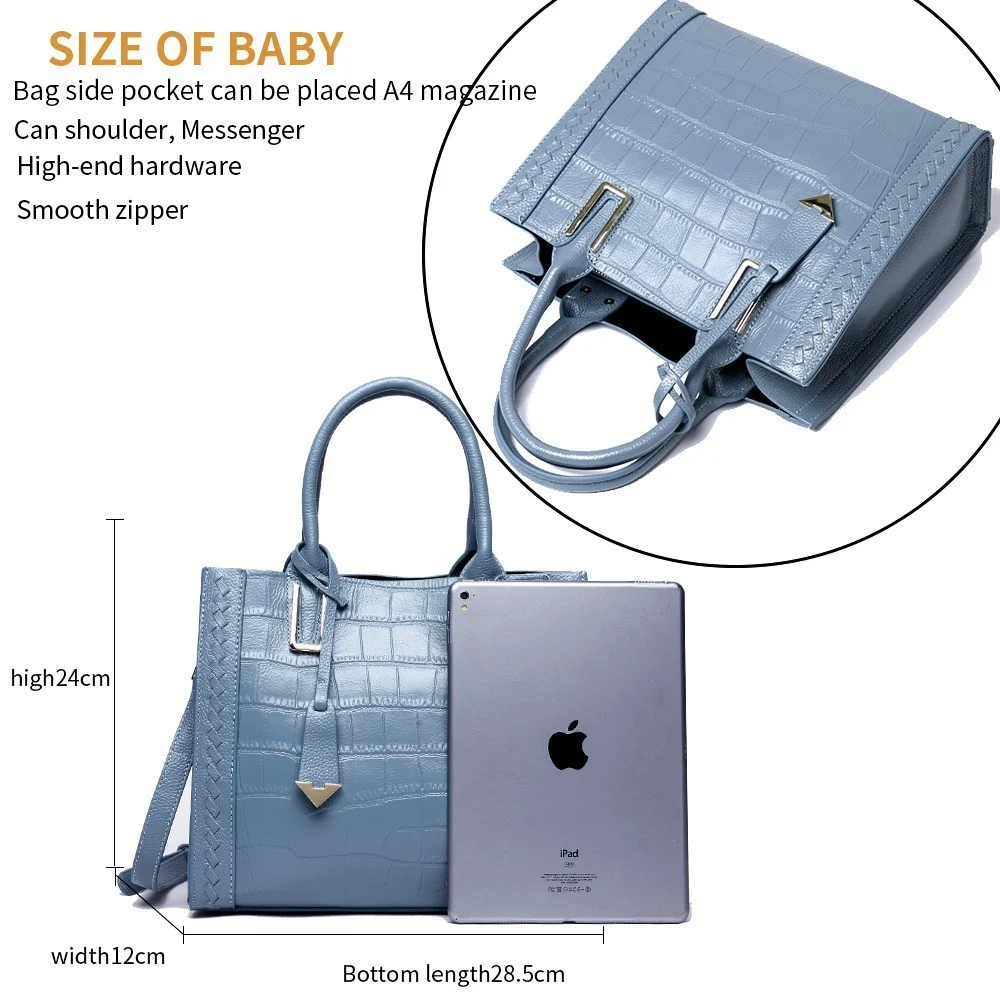 Pattern Woven Handbag Women Leather Handbags - Image 7
