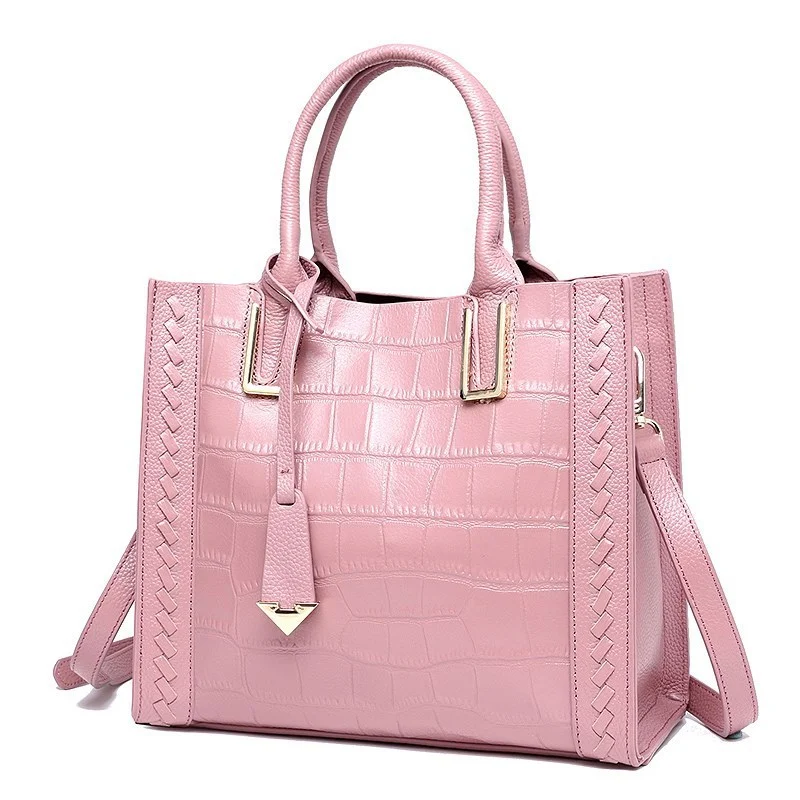 Pattern Woven Handbag Women Leather Handbags - Image 6