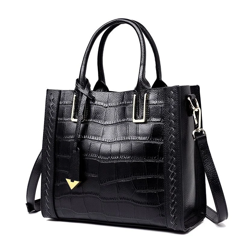 Pattern Woven Handbag Women Leather Handbags - Image 4