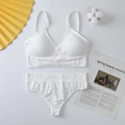 Women's Bra Panties Set Push Up Sports Bra Set Sexy G-String Seamless Active Bra Thong Lingerie Set Fitness Crop Top