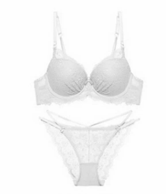 Women's Sexy Lace Bra Panty Set Deep V Gathered Sexy Lingerie - Image 6