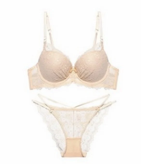 Women's Sexy Lace Bra Panty Set Deep V Gathered Sexy Lingerie - Image 7