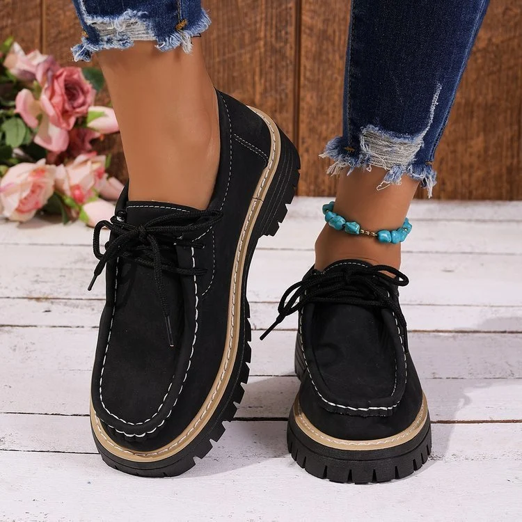 Women's Lace-up British-style Loafers - Image 4