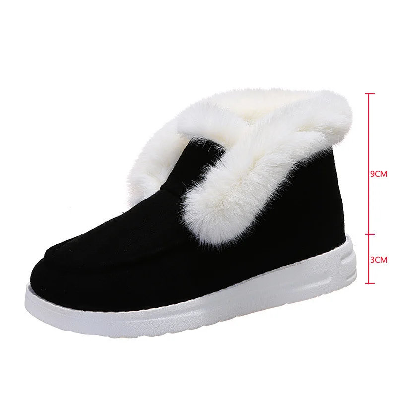 Women's Short Snow Boots - Warm Plush Lining Flat Bottom Thickened Winter Shoes - imagine 7