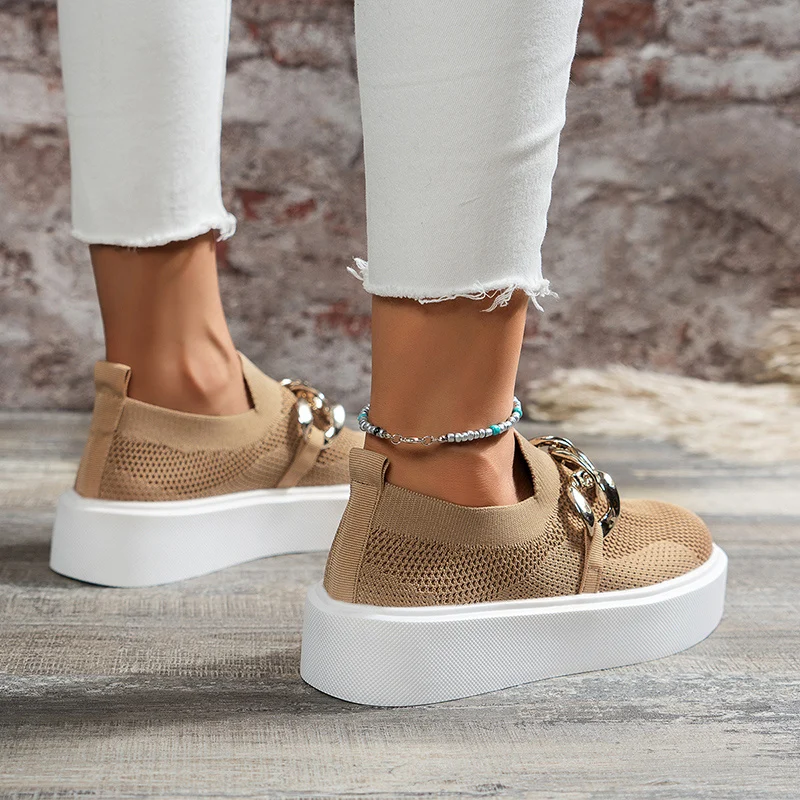 Women's Chain Flats Shoes Breathable Mesh Shoes - Image 6