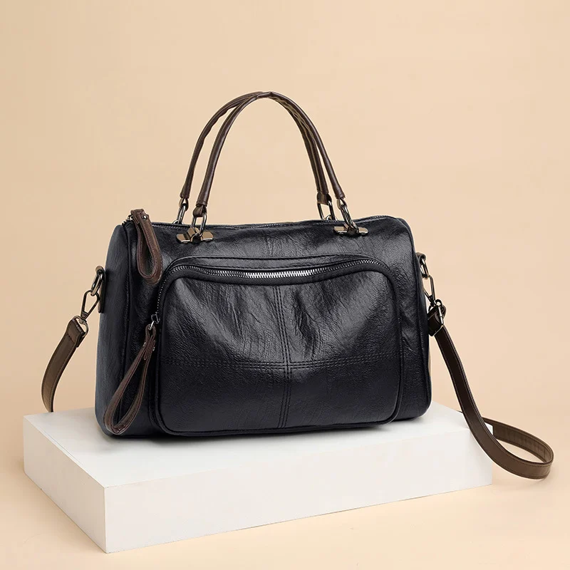 Women New Soft PU Leather Handbag Large Capacity Crossbody Bag - Image 4