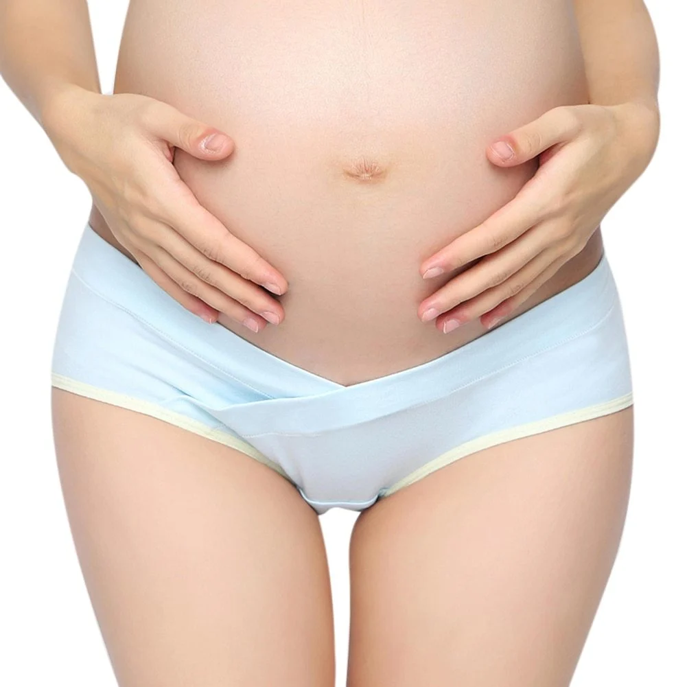 Women's Soft Cotton Belly Support Panties for Pregnant, Maternity Breathable V-Shaped Low Waist Panty - imagine 3