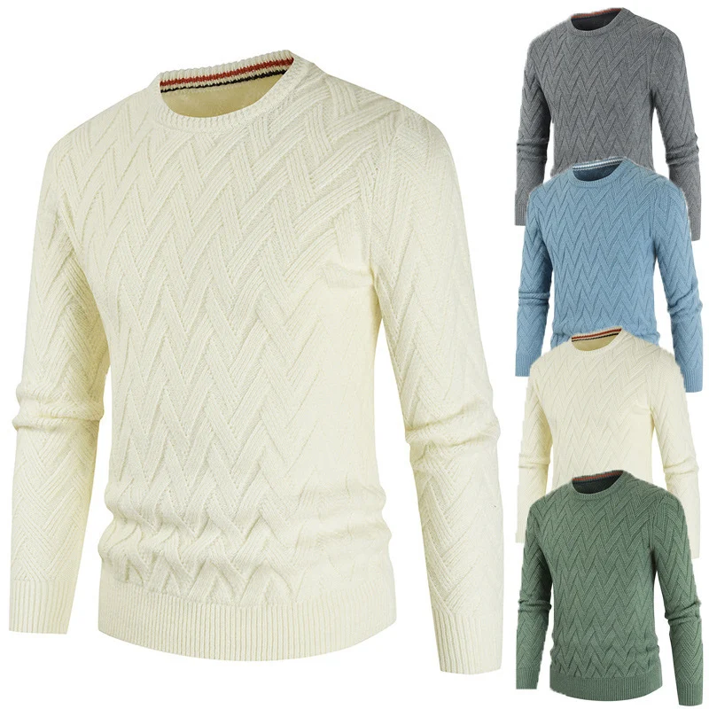 Men's Essential Solid Round-Neck Slim Sweater