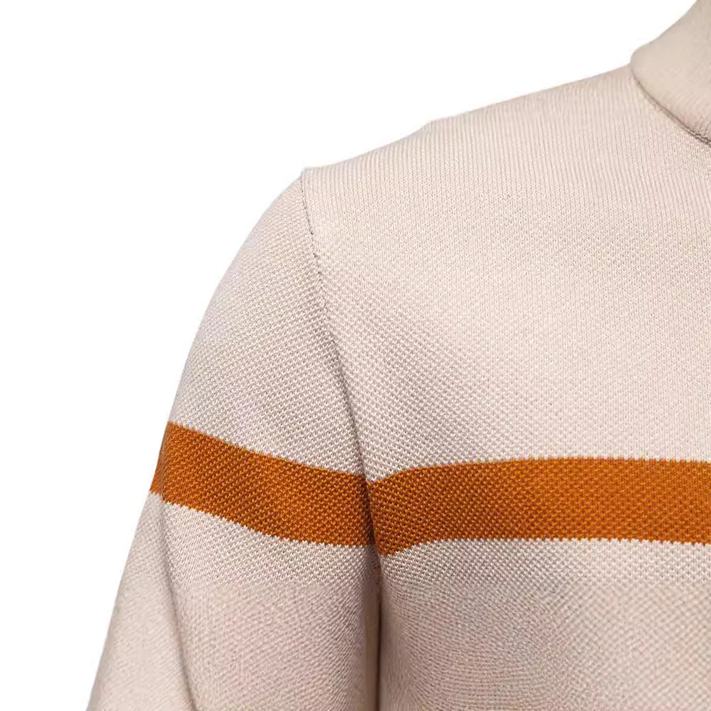 Men's Quarter-Zip Color Block Sweater – Casual Winter Knitwear - imagine 7
