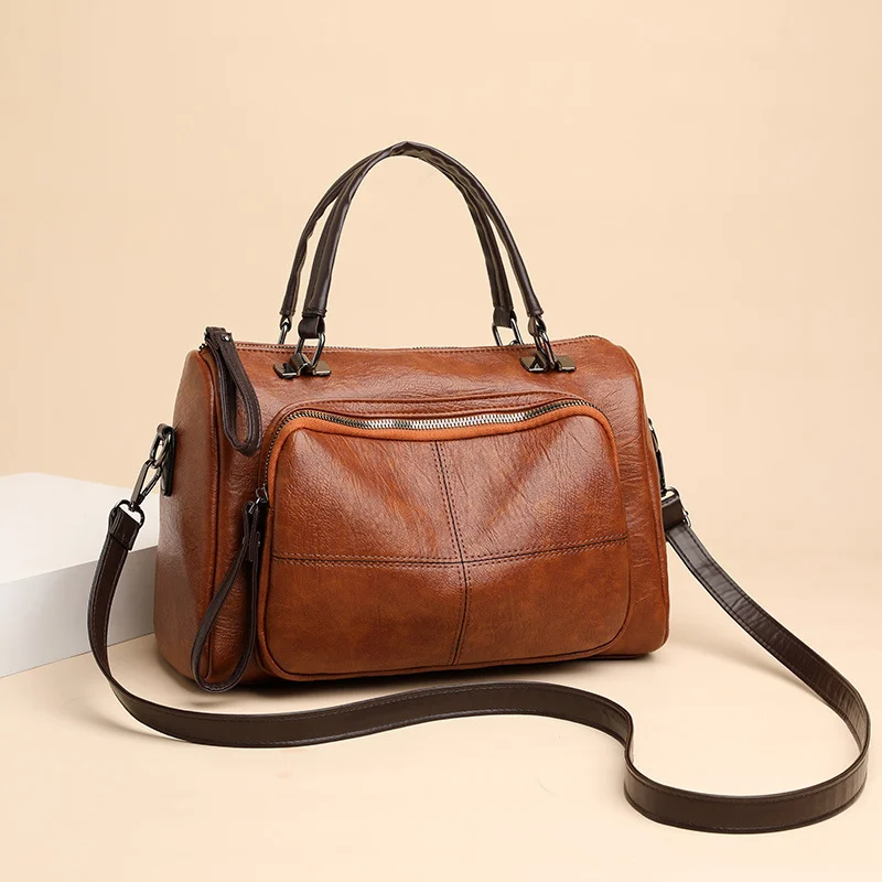 Women New Soft PU Leather Handbag Large Capacity Crossbody Bag - Image 5