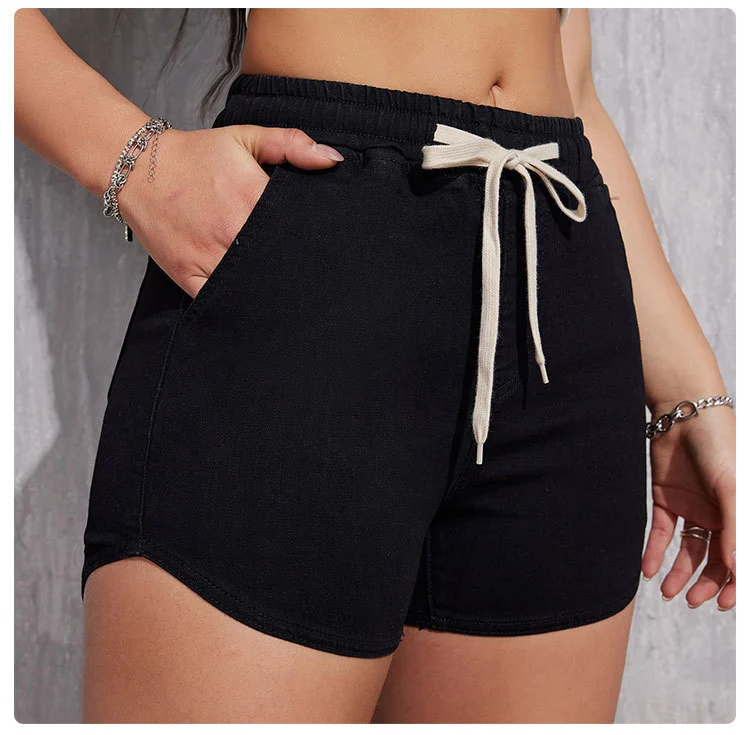 Women's Plus Size A- Line Drawstring Denim Shorts - Image 10