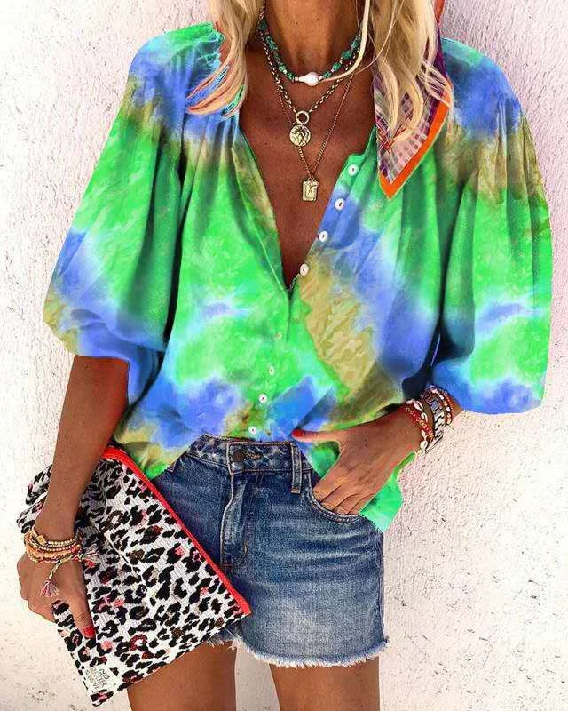 Women's V-neck button ladies shirt - Image 4