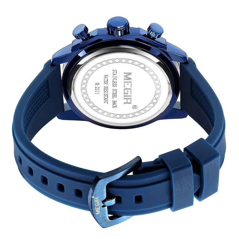 Men's Sport Chronograph Watch - Multifunctional Three-Eye Wristwatch with Premium Silicone Strap - Image 2