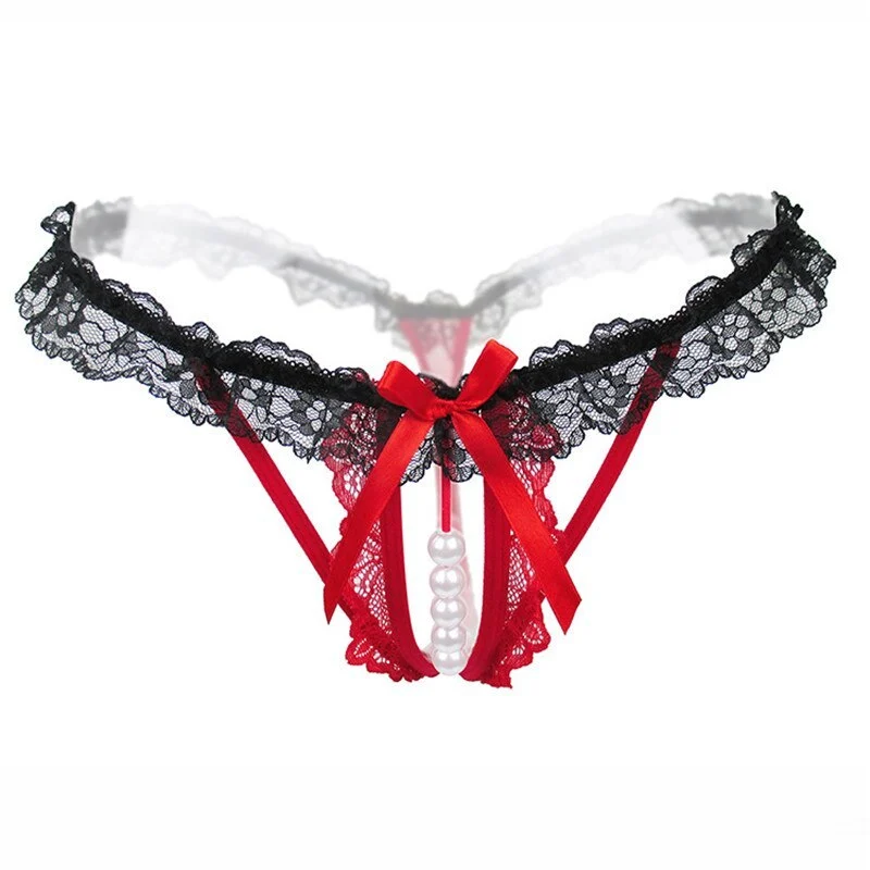 Women's Pearl panties thong seamless beaded ladies lace