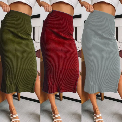 Women Temperament High Waist Irregular Slit Skirt