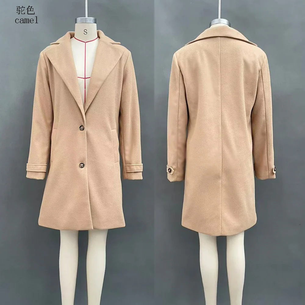 Cross-Border 2026 Autumn And Winter New Retro Casual Style Mid-Length Lapel Coat Women's Woolen Coat - Image 6
