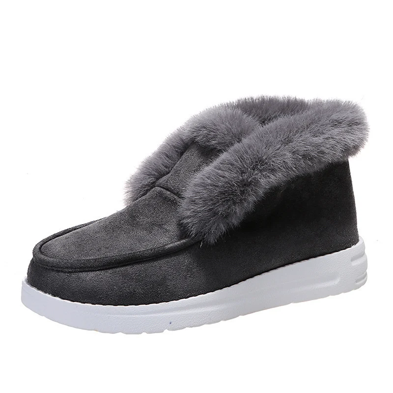 Women's Short Snow Boots - Warm Plush Lining Flat Bottom Thickened Winter Shoes - imagine 2