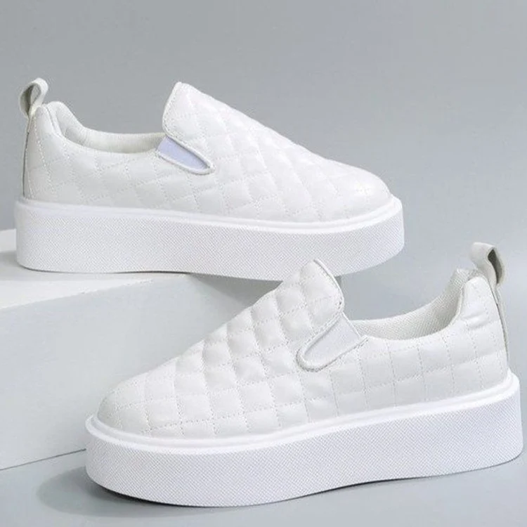 Women's Ins Plaid Flat Shoes Platform Leather Shoes - Image 7