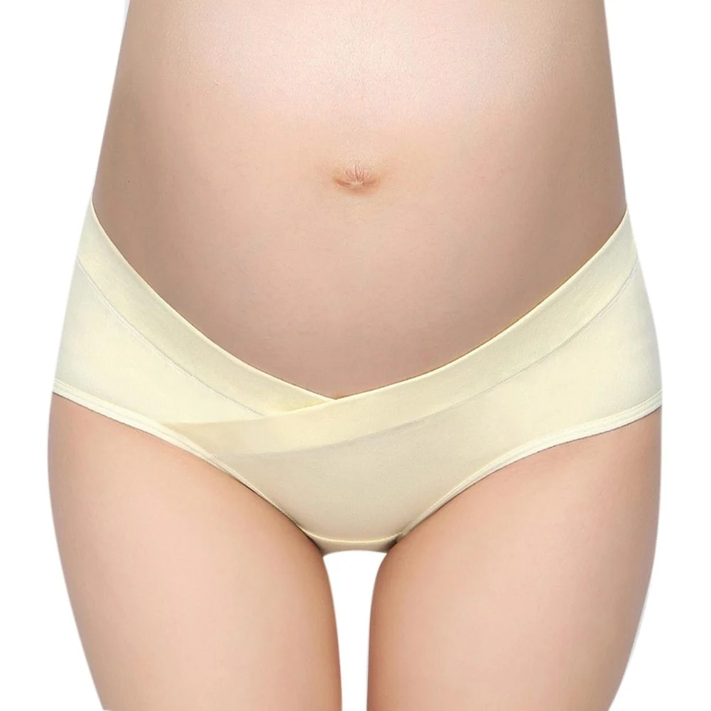 Women's Soft Cotton Belly Support Panties for Pregnant, Maternity Breathable V-Shaped Low Waist Panty - imagine 2