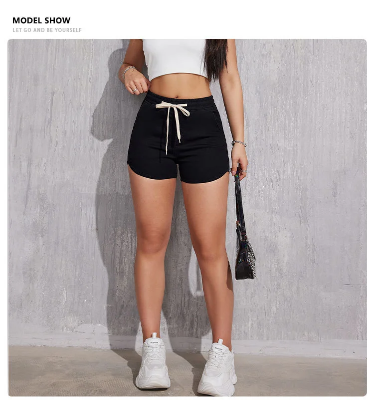 Women's Plus Size A- Line Drawstring Denim Shorts - Image 8