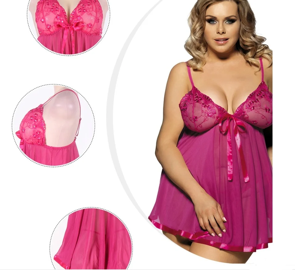 Women's Sexy Lingerie Big Code 6XL Sleepwear Sleepdress - imagine 9