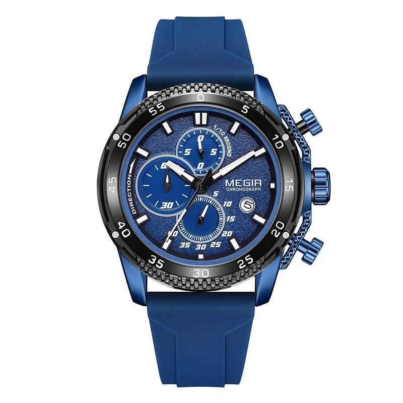 Men's Sport Chronograph Watch - Multifunctional Three-Eye Wristwatch with Premium Silicone Strap - Image 9