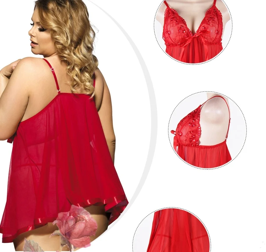 Women's Sexy Lingerie Big Code 6XL Sleepwear Sleepdress - imagine 10