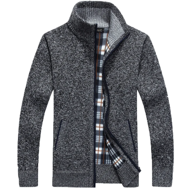 Men's Fleece-Lined Zipper Cardigan – Thick Warm Winter Sweater Jacket - Image 5