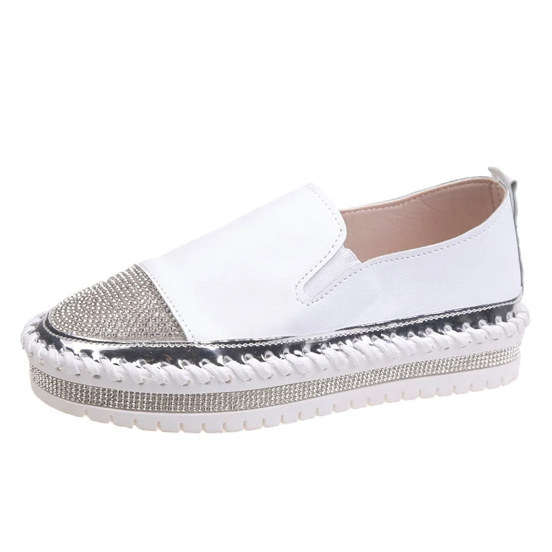 Women's Platform flat bottom rhinestone loafers - Image 6