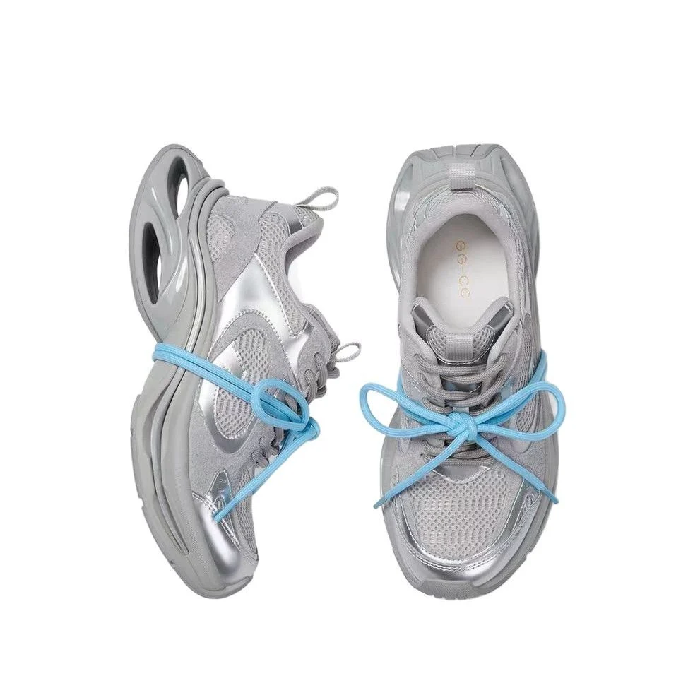 Women's Spring Chunky Silver Sneakers - imagine 5