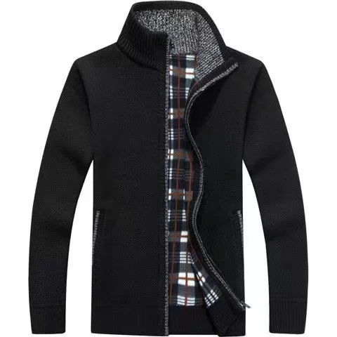 Men's Fleece-Lined Zipper Cardigan – Thick Warm Winter Sweater Jacket - Image 10