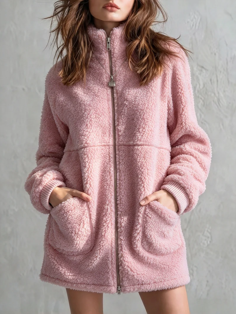 Women's Cozy Zip-Up Plush Cardigan for Women - Image 6